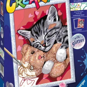 Cheap Ravensburger Serie D: Gattino E Il Suo Orsetto, Kit Per Dipingere Con I Numeri, Contiene Una Tavola Prestampata, Pennello, Colori E Accessori, Gioco Creativo Per Bambini 9+ Anni Kit Artistici E Pittura