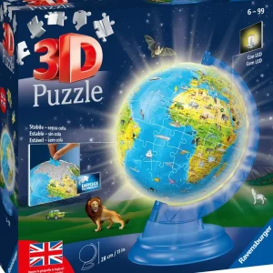 Store Globo Night Edition Con Luce, Impara La Geografia In Inglese, 180 Pezzi, 6+ Anni Puzzle 3D