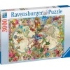 New Puzzle Mappamondo Flora E Fauna, 3000 Pezzi, Puzzle Adulti Puzzle 2000 Pezzi