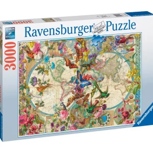 New Puzzle Mappamondo Flora E Fauna, 3000 Pezzi, Puzzle Adulti Puzzle 2000 Pezzi