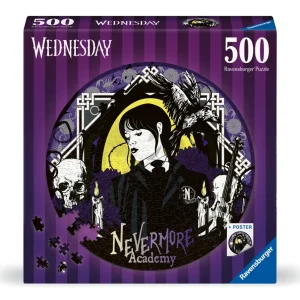 Sale Puzzle Rotondo Mercoledi Addams, Round Puzzle 500 Pezzi, Puzzle Adulti Puzzle 500 Pezzi