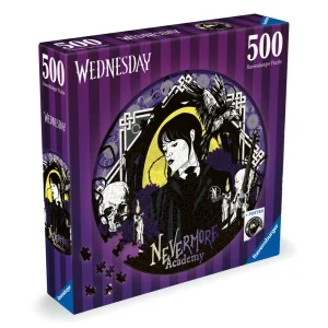 Sale Puzzle Rotondo Mercoledi Addams, Round Puzzle 500 Pezzi, Puzzle Adulti Puzzle 500 Pezzi