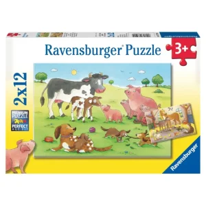 Online Puzzle 2X12 Pezzi Gli Animali Della Fattoria Puzzle Per Bambini