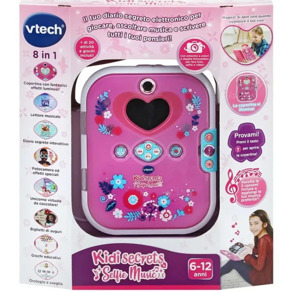 Hot Kidi Secrets Selfie Music 2.0 Diario Segreto Elettronico Con Riconoscimento Facciale! Tablet E Giochi Interattivi